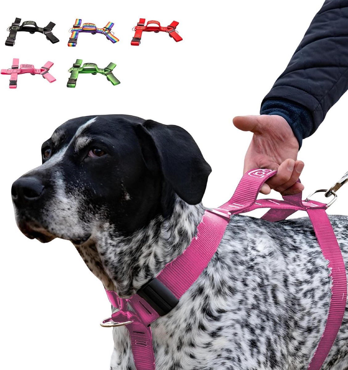 Harnas met Handvat - Anti-trek Hondentuig - Rustig Wandelen - Verstelbaar Anti-Pulsysteem - Hals 43-74cm Borst 59-94cm - Roze