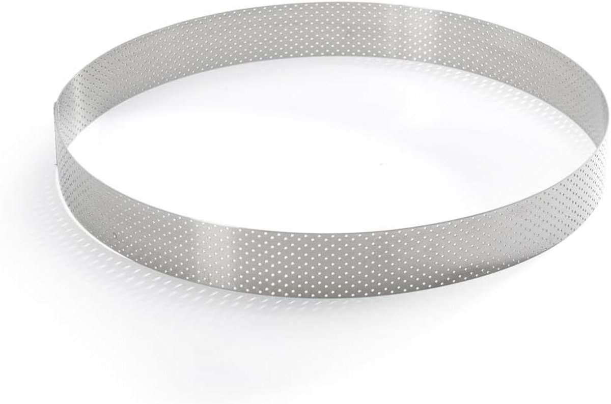 Bakring - Taartring Bakvorm - Taarten Bakken - Geperforeerde Rand - Diameter 28.5 cm - Zilver