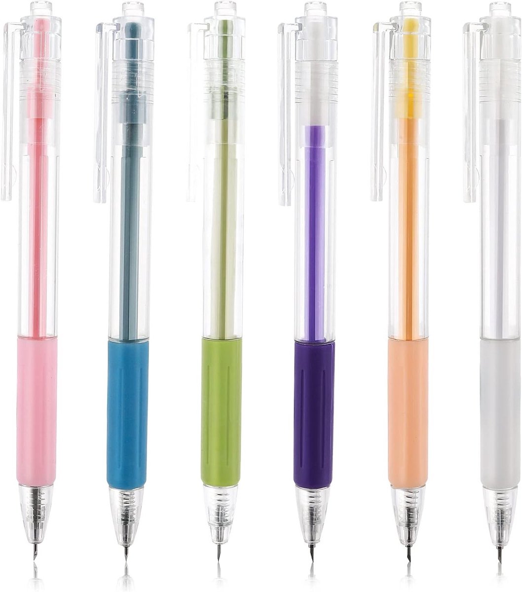 6 stuks precisie papier snijpennen - doe-het-zelf snijgereedschap - creatieve cartoon student mes - antislip siliconen handvat - utility pen - tekening snijden - geschikt voor precisiewerk - diverse kleuren - hobby en knutselen penselen.
