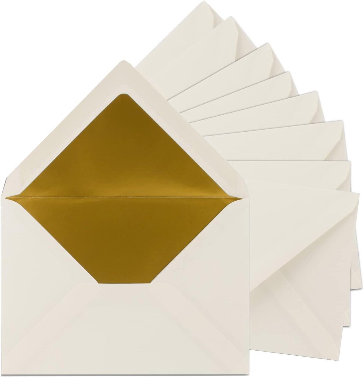Papieren Enveloppen - Post Enveloppen - Uitnodigingen Versturen - Goudkleurige Voering - C5 157 x 225 cm - Natuurlijk Wit