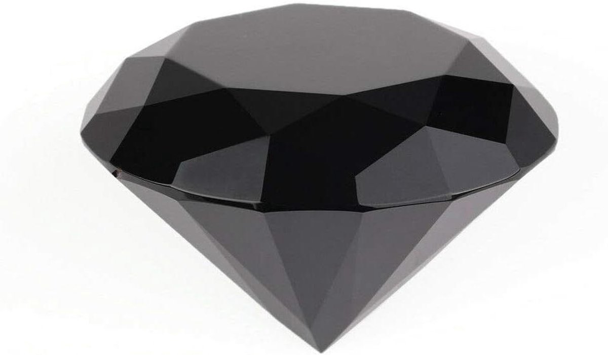 Kristallen Presse-papier - Papiergewicht Diamant - Bureau Decoratie - Diamantvormig Geslepen - 80 mm - Zwart