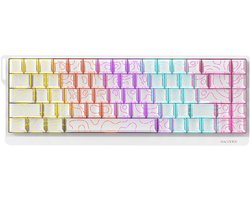AJAZZ NK68 V2 – Mechanisch Gaming Toetsenbord – 65% Compact – RGB – Hot Swappable – Bedraad USB-C – Windows & Mac/iOS – Wit Ribbon Design