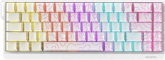 AJAZZ NK68 V2 – Mechanisch Gaming Toetsenbord – 65% Compact – RGB – Hot Swappable – Bedraad USB-C – Windows & Mac/iOS – Wit Ribbon Design