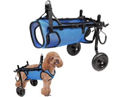 KZQ Verstelbare hondenrolstoel voor de achterpoten - hulpmiddel voor de mobiliteit van uw huisdier - rolstoel - inclusief frame en heupsteun - XS-maat - geschikt voor kleine honden en honden met een beperking zoals artrose, verlamming en letsel.