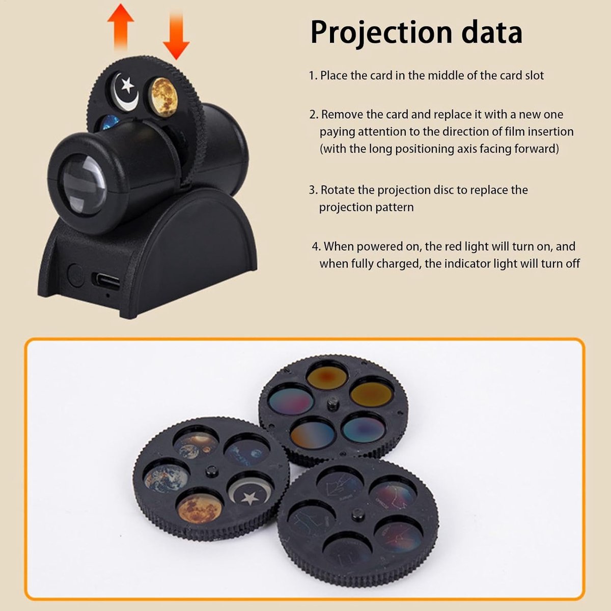 Moon Star Projector - Hoge Precisie kamer Star Projector, Plafondprojectielicht | Oplaadbare ruimteprojector Kamerlicht, Aarde Constellatie Achtergrond Sfeer, Wandlampen Projector voor Binnen – foto 5