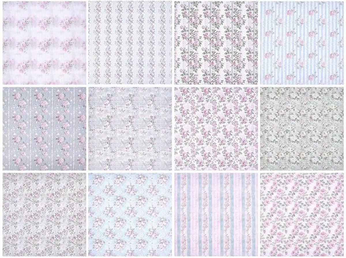 24 Stuks Roze Bloem Motief Dubbelzijdig Scrapbook Papier 30x30cm Voor DIY Knutselen, Scrapbooking en Journal Kaarten Decoratie