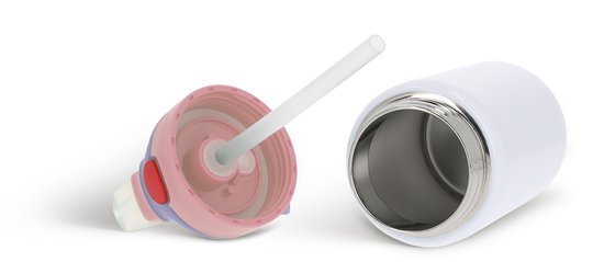 RVS Drinkfles met Rietje voor Kinderen - Waterfles 350 ml - BPA-vrij - Lekvrij & Vaatwasserbestendig - Roze van rvs — afbeelding 2