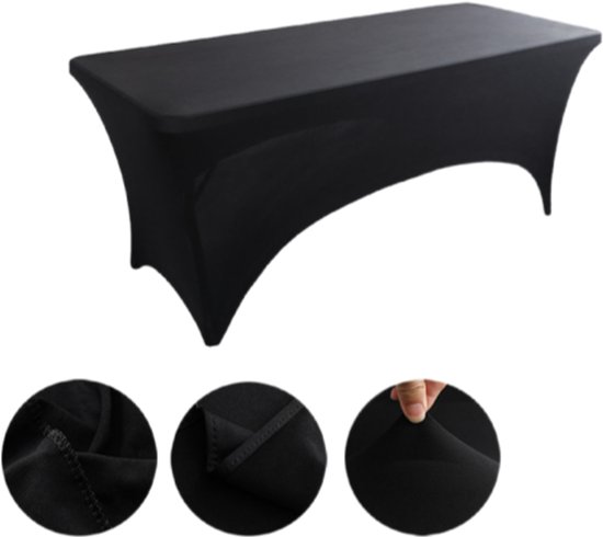 Nappe carrée - housse de table élastique - nappe - housse en tissu - lavable - convient pour toutes sortes d'événements, mariages, banquets et fêtes - 183 cm (longueur) x 75 cm (largeur) x 75 cm (hauteur) - noir