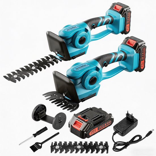 Bogseth 2-in-1 accu-snoeischaar-mit 2,0 Ah-accu en oplader-tuingereedschap-geschikt voor het snoeien van struiken en het knippen van gras in de tuin en op het gazon