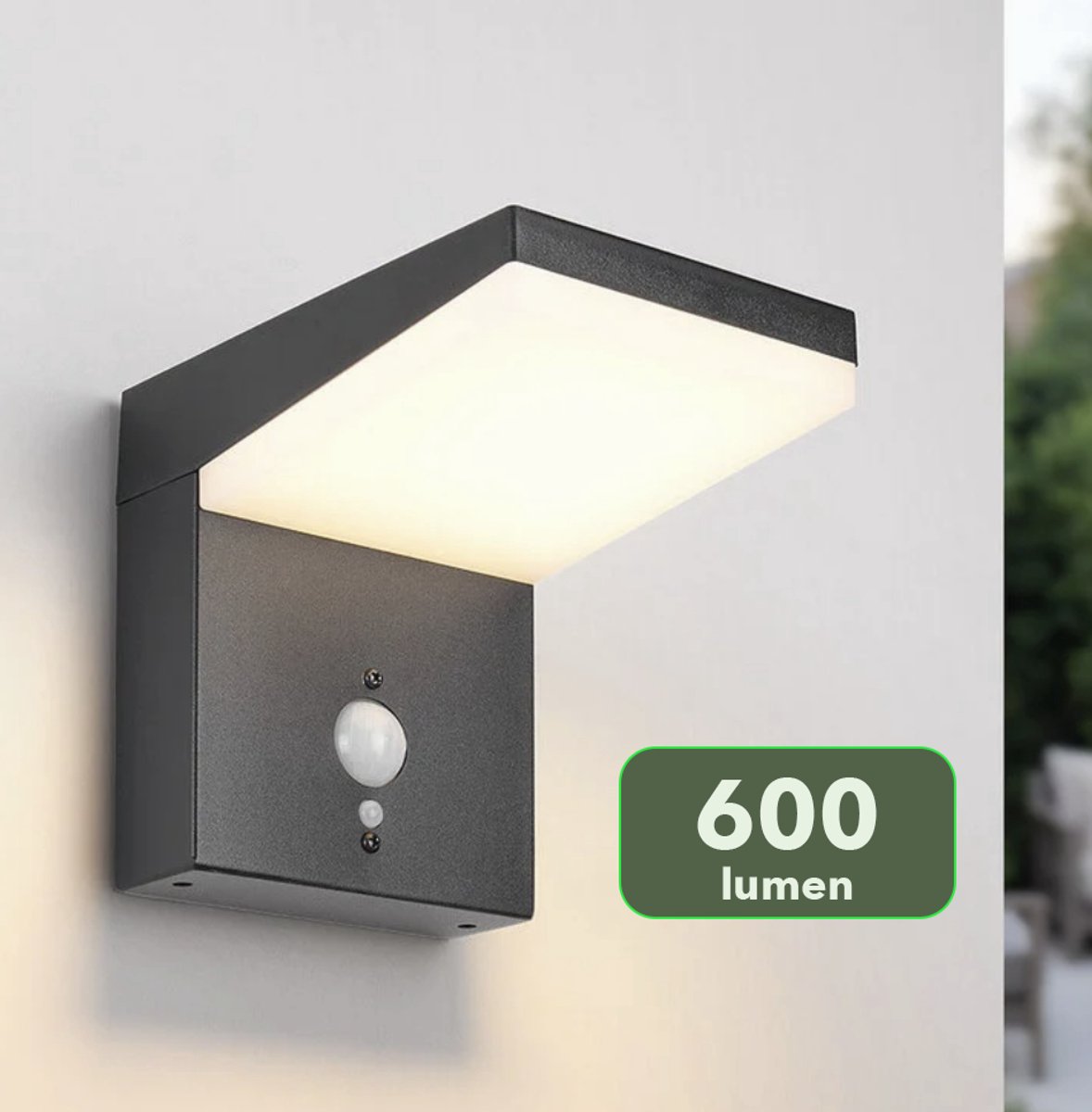 JC's® Solar wandlamp met bewegingssensor - op zonne-energie Buitenlamp - Design solar lamp - Solar buitenverlichting - Krachtige lichtbron met 600 lumen