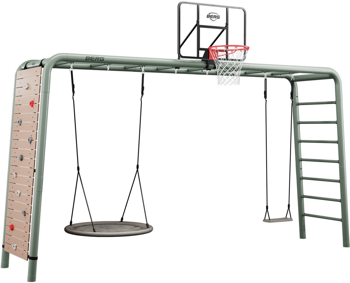 PlayBase Extra Large + Ultimate set, klimmuur, nestschommel, basket en schommel
