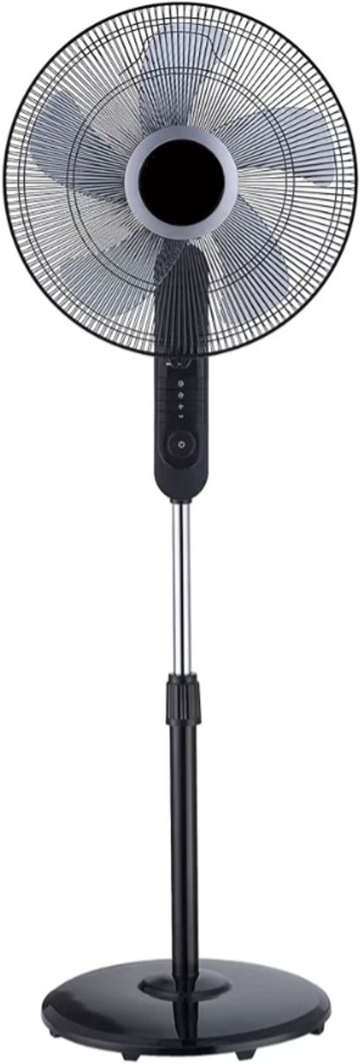 BIXc®- Staande ventilator, Met afstandsbediening, 3 snelheden, led-display, 7,5 uur-timer, in hoogte verstelbaar, 55 W krachtig, ventilator, zwart
