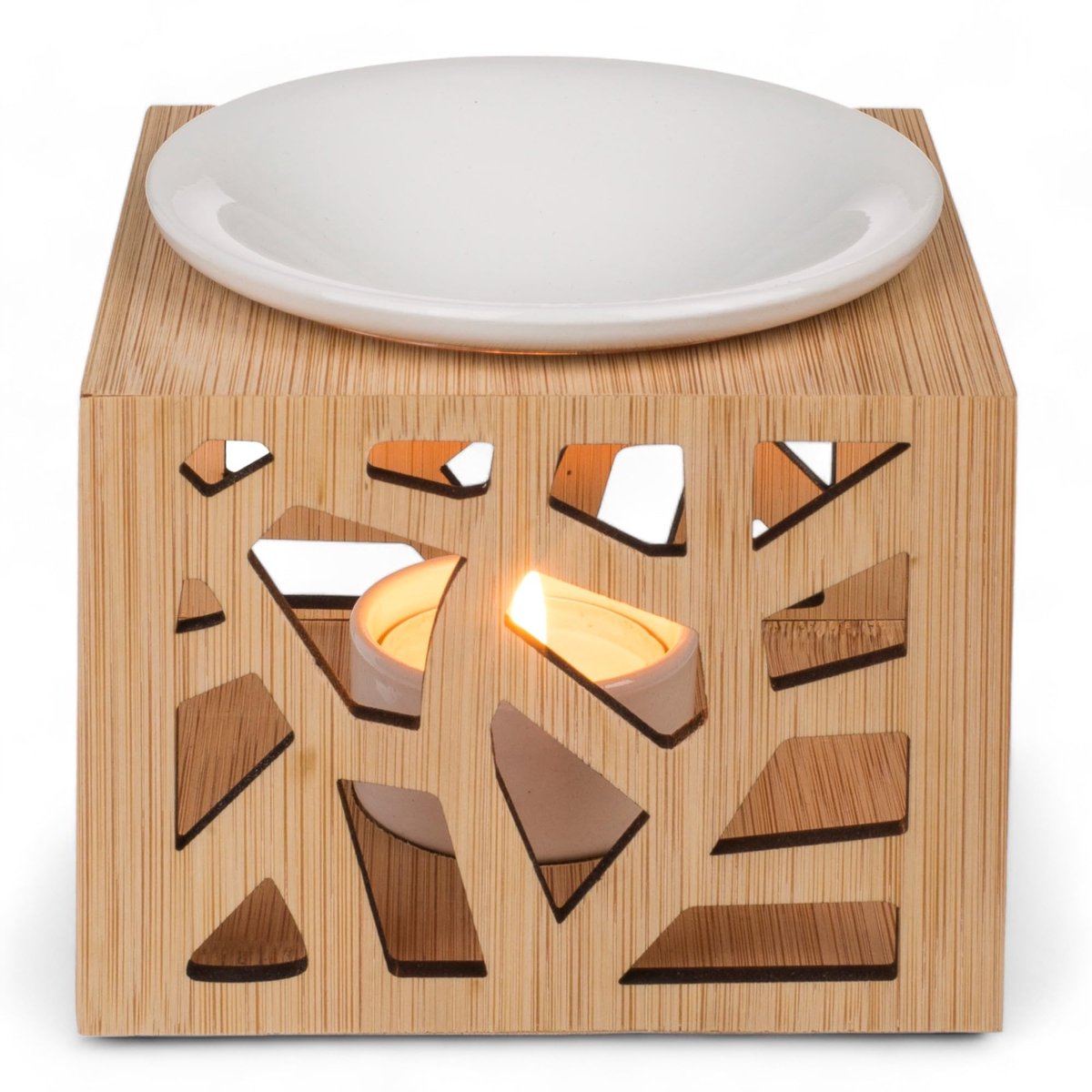 Allecto - Aromalamp - Geurverspreider - Elegante keramische schaal - Houten afwerking - Spirituele ontspanning - Handgemaakt - Geschikt voor kleine...