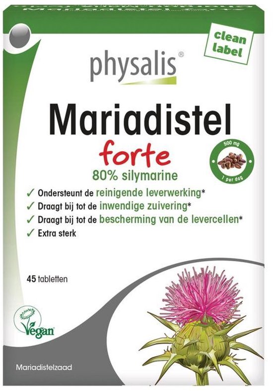 Physalis Mariadistel Forte | Leversupplement met mariadistel Vegan lever kuur voor een gezonde levensstijl 45 Tabletten
