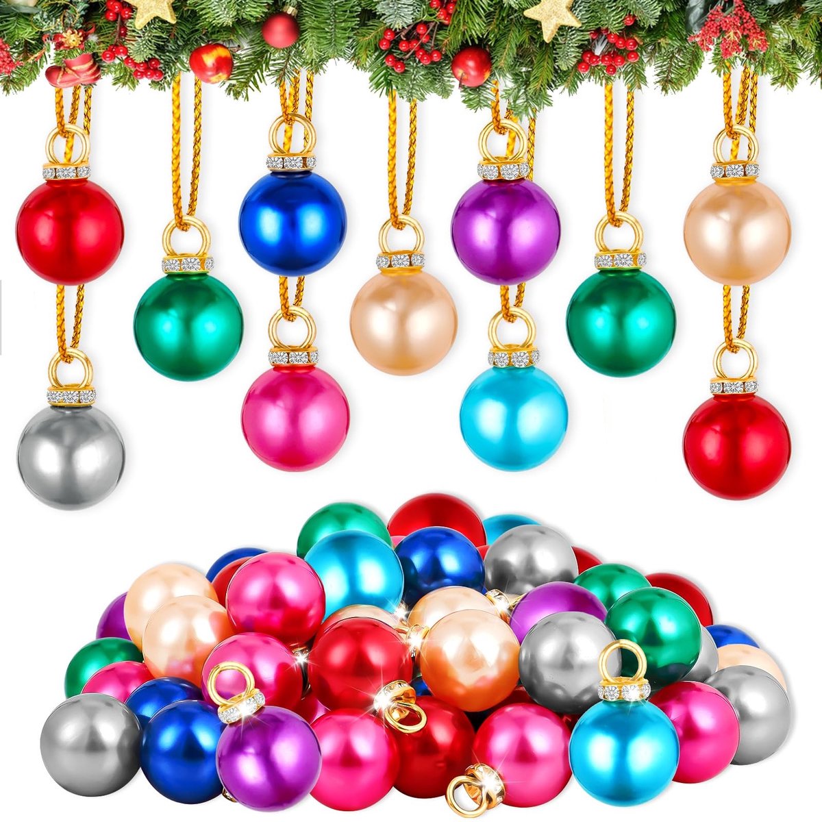 Allecto - Kerstballen - 64 Stuks - Mini Shatterproof Ornamenten - Mixed Colors - Versiering voor Kerst - Decoratie voor Feestdagen