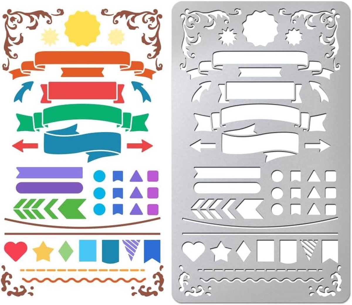 Metalen Sjabloon - Houtbranden Stencil - Kaarten Maken - Roestvrij Staal - 101 x 177 mm - Zilver