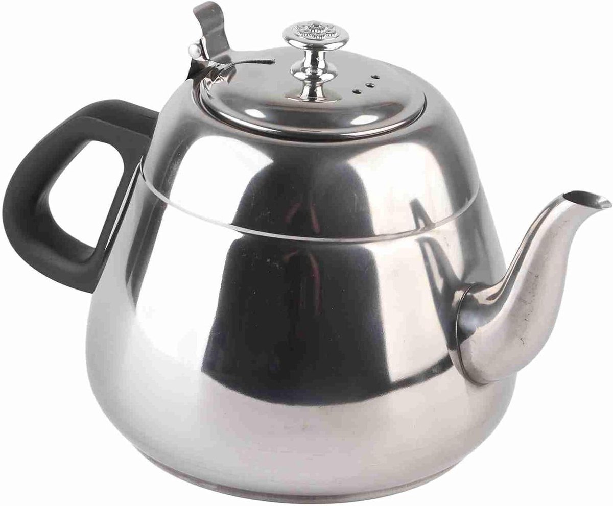 Theeketel Roestvrij Staal - Waterketel Theepot - Koffie en Thee Zetten - Ergonomische Handgreep - 1.5 Liter - Zilverkleurig