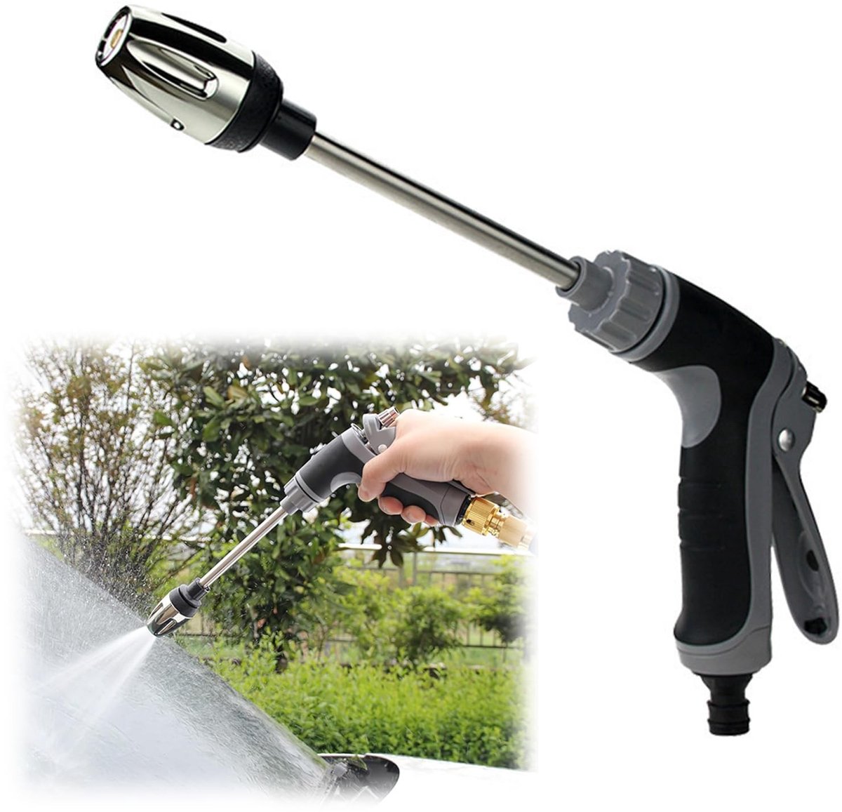 Allecto - Garden Sprinkler - Hoge Druk Spuitpistool - Voor Tuin Irrigatie - Zwart - Water Spuitpistool - Voor Auto Wassen - 37 x 16 cm
