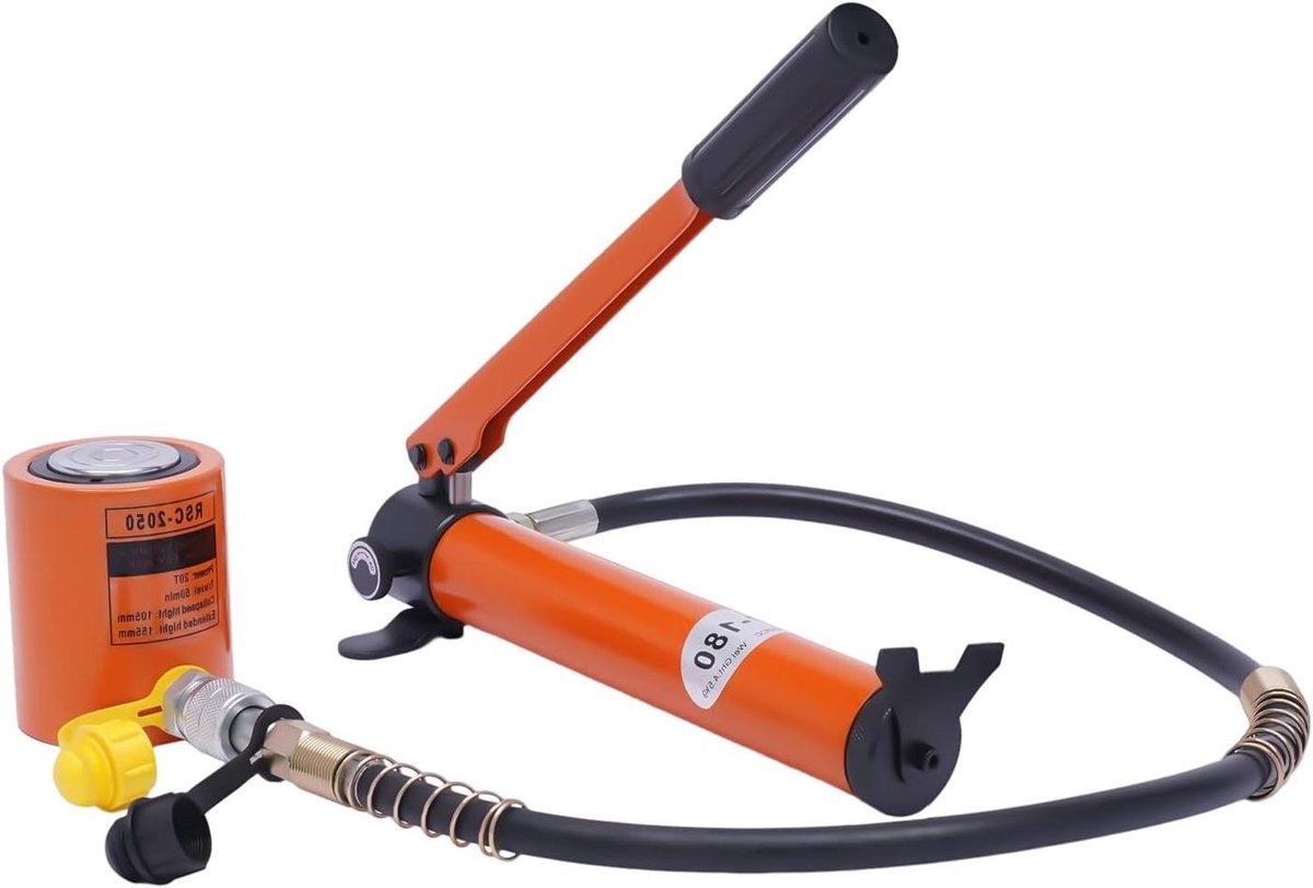 Hydraulische Hefbok Set - Pers Cilinder Pomp - Zware Lasten Hefen - 70Mpa Werkdruk - 20 Ton - Oranje