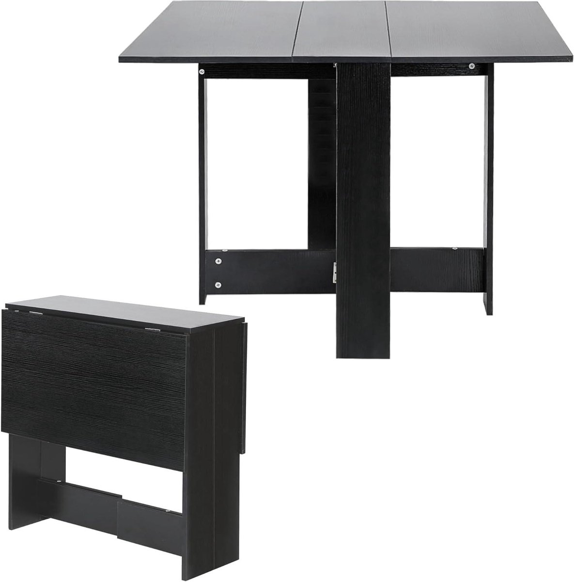 Eettafel Rechthoekig - Klaptafel Houten Tafel - Eten en Ontspannen - Waterdicht en Schimmelbestendig - 1025x76x73 cm - Zwart