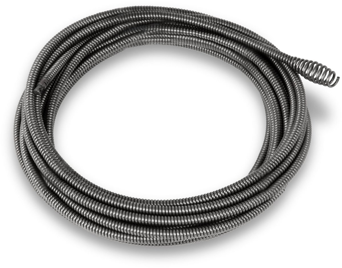 EBERTH Spiraal 7,6 m, reserveonderdeel voor elektrische buisreinigingsmachine (robuust metaal, boorkop met snijelement, 560 tpm, diameter 11 mm, voor buisdiameters van 2 tot 5 cm)