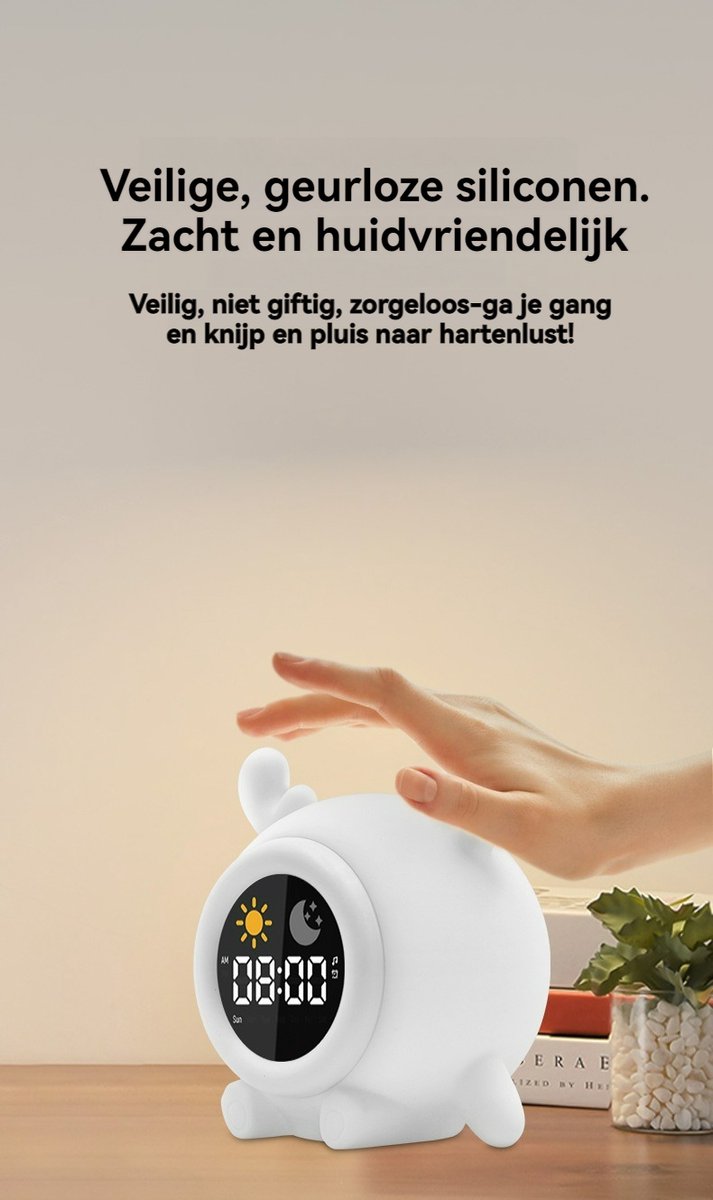 slaaptrainer - wekker voor kinderen - slaapwekker - met nachtlampje en wekkerfunctie - slaapondersteuning voor peuters en oudere kinderen - ook te gebruiken als nachtlampje voor baby’s - gaat aan met één tik van Merkloos — afbeelding 5