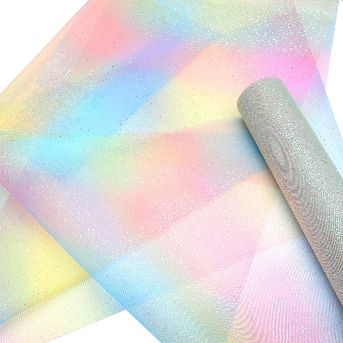 Allecto - Rainbow Tulle Tafelrunner 30 cm x 9 m - Glitter Tulle voor Feestelijke Decoratie
