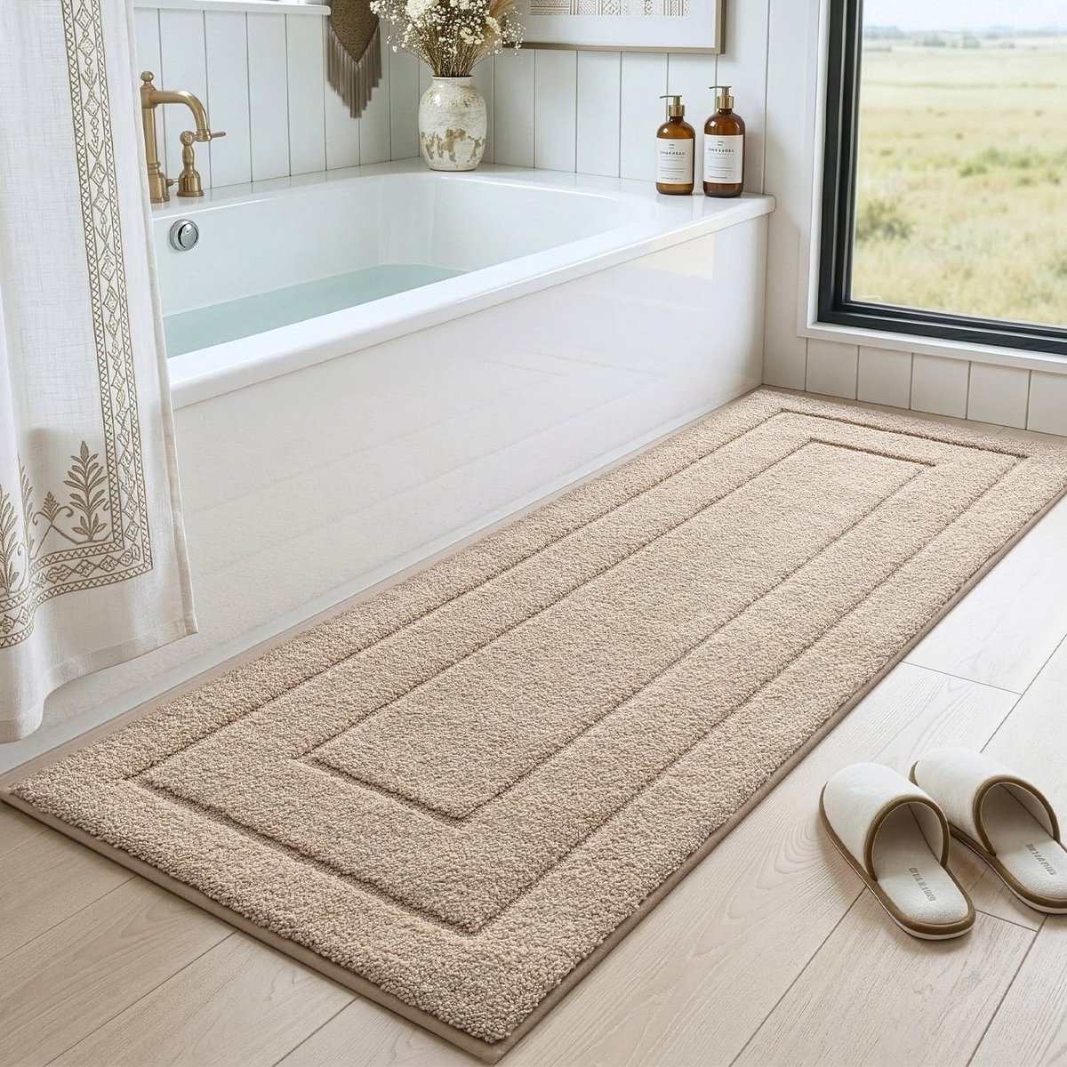 Allecto - Badmat - Antislip - Waterabsorberend - Beige - Machinewasbaar - Comfortabel voor Douche en Badkamertapijt