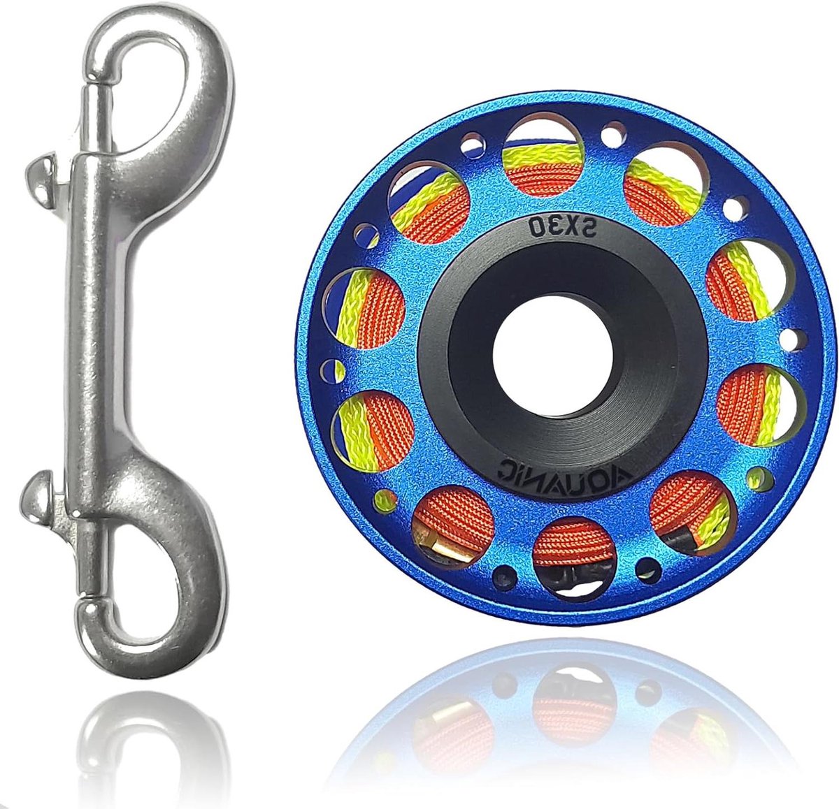 Duik Reel - Vinger Reel - Onderwater Navigatie - Corrosiebestendig Aluminium - 98 voet - Blauw