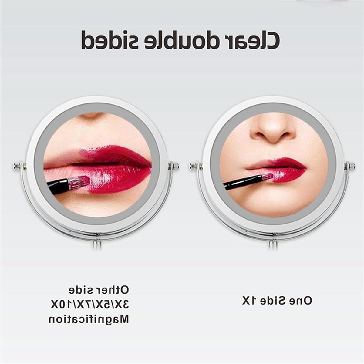 Staande Make-up Spiegel - Cosmeticaspiegel Bureau - Gedetailleerde Make-up - Verstelbaar LED Licht - 8 inch - Nikkel