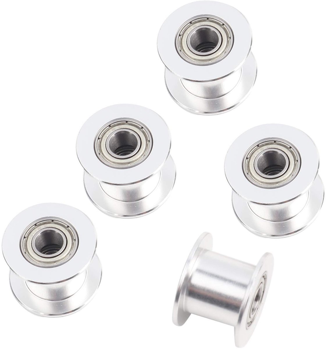 Allecto - Spanrol Distributieriem - Aluminium Riemspanrol - 10 mm Breed - Tandeloze Boring - 5 Stuks - Geschikt voor 3D-printer