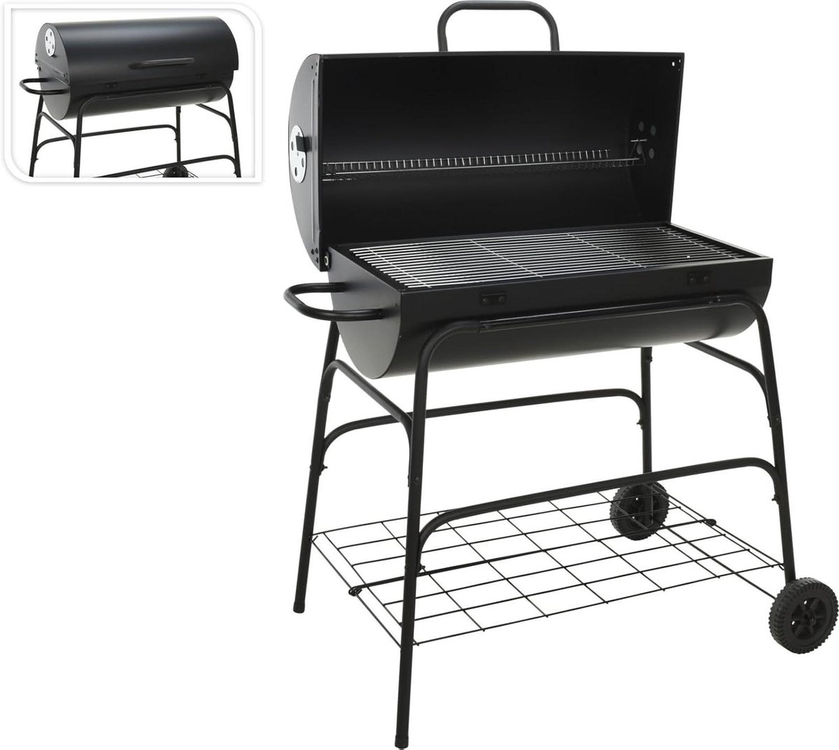 Houtskoolbarbecue - BBQ Grill - Buiten Koken - Cilindervorm - 39x100x100cm - Zwart