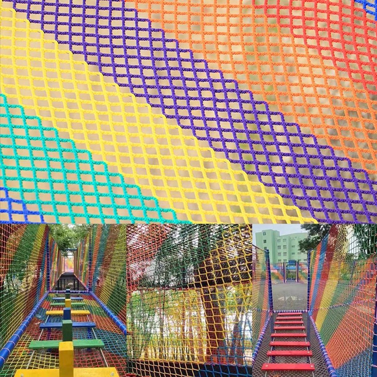 Speeltuin Touwnet - Veiligheidsnet Kinderen - Valbeveiliging - Polyester Materiaal - 0.5x2m - Meerkleurig