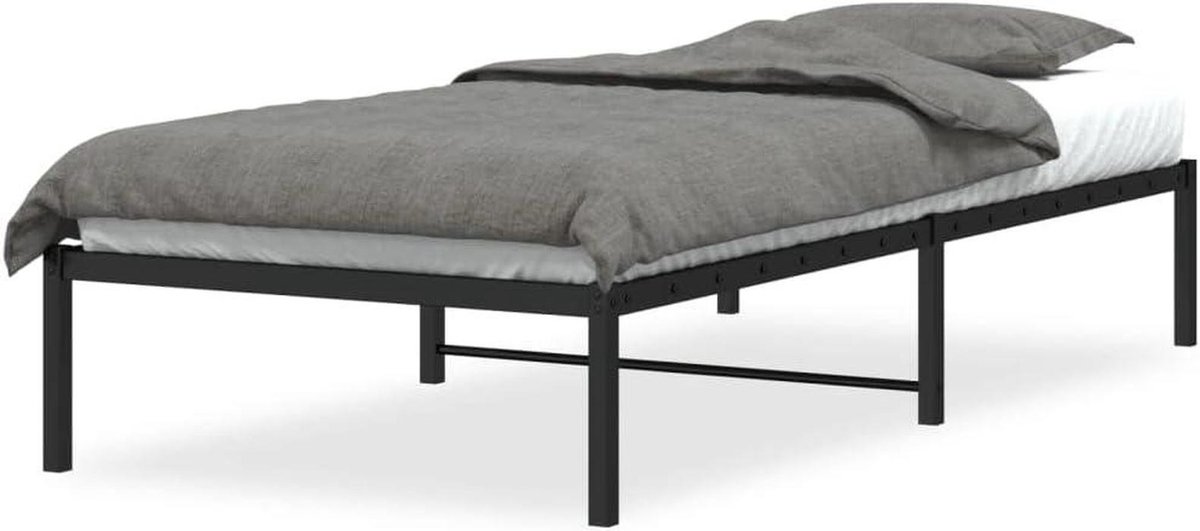 Bedframe Metaal - Ledikant Ombouw - Slaapkamer Inrichten - Robuuste Stalen Constructie - 90x190 cm - Zwart