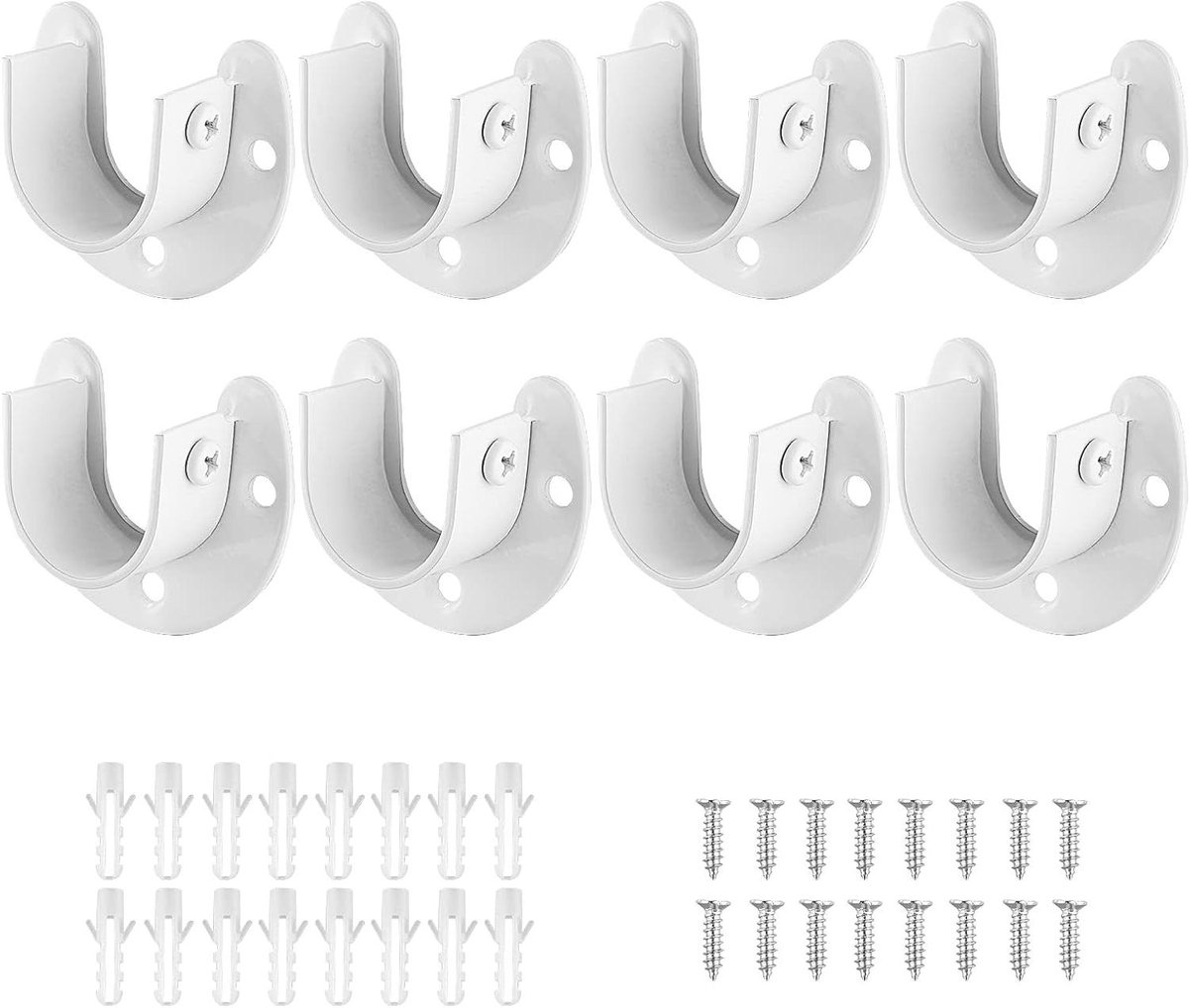 Garderobesteun - Kaststanghouder - Kleding Opbergen - U-vormig Ontwerp - Tot 25 mm - Wit