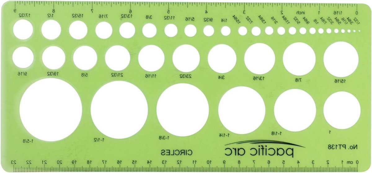 Cirkel Tekensjabloon - Tekengereedschap Cirkels - Tekenen en Schetsen - 40 Verschillende Cirkelmaten - Tot 1 5/8 Inch - Translucent Groen