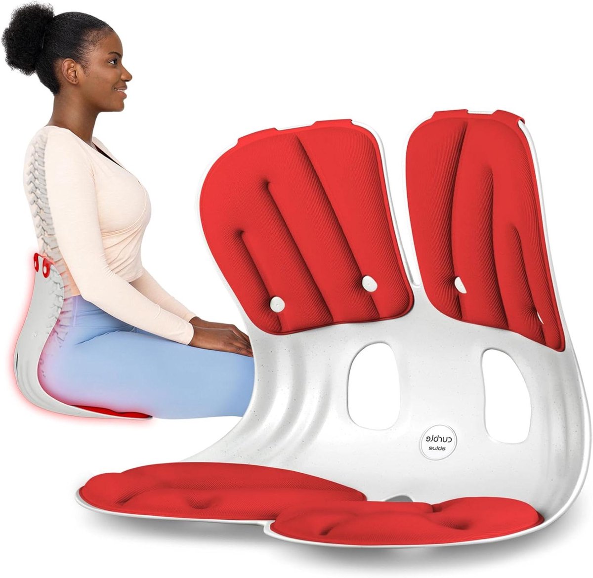 Ergonomische Rugsteun - Houding corrector - Zittend Werk - Gepatenteerd Hefboomeffect - 42 x 32 x 34 cm - Rood