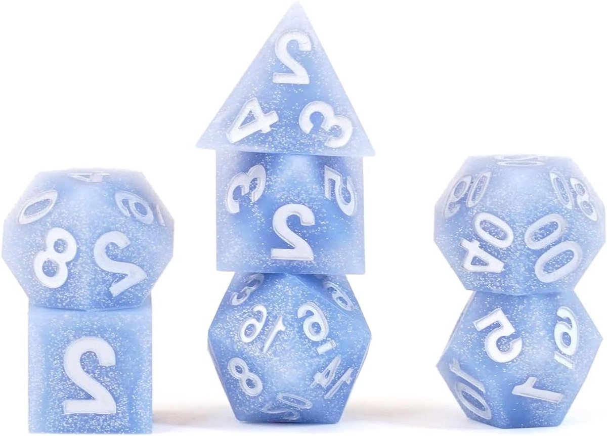 Siliconen Dobbelstenen Set - RPG Dobbelstenen - Tabletop Gaming - Scherpe Randen - 16 mm - Blauw