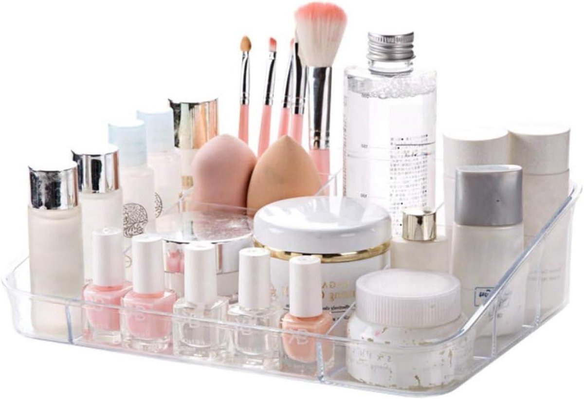 Make-up Organizer - Cosmetica Opberger - Schoonheidsartikelen Opbergen - 8 Vakken - 259 x 191 x 7 cm - Kristalhelder