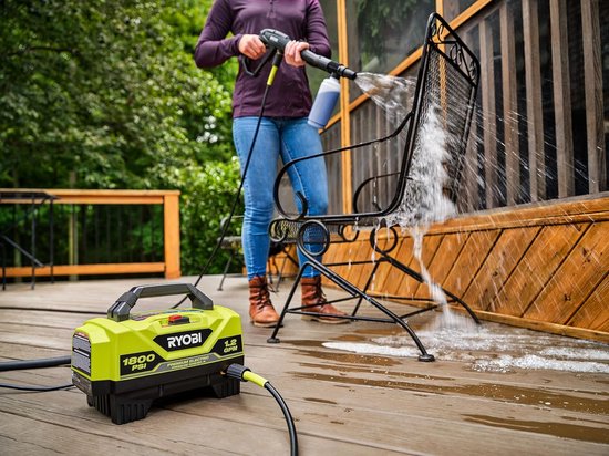 Hogedrukreiniger - Krachtige reiniger - Terras reinigen - Drie spuitmonden - 1800 PSI - Zwart/groen — afbeelding 2