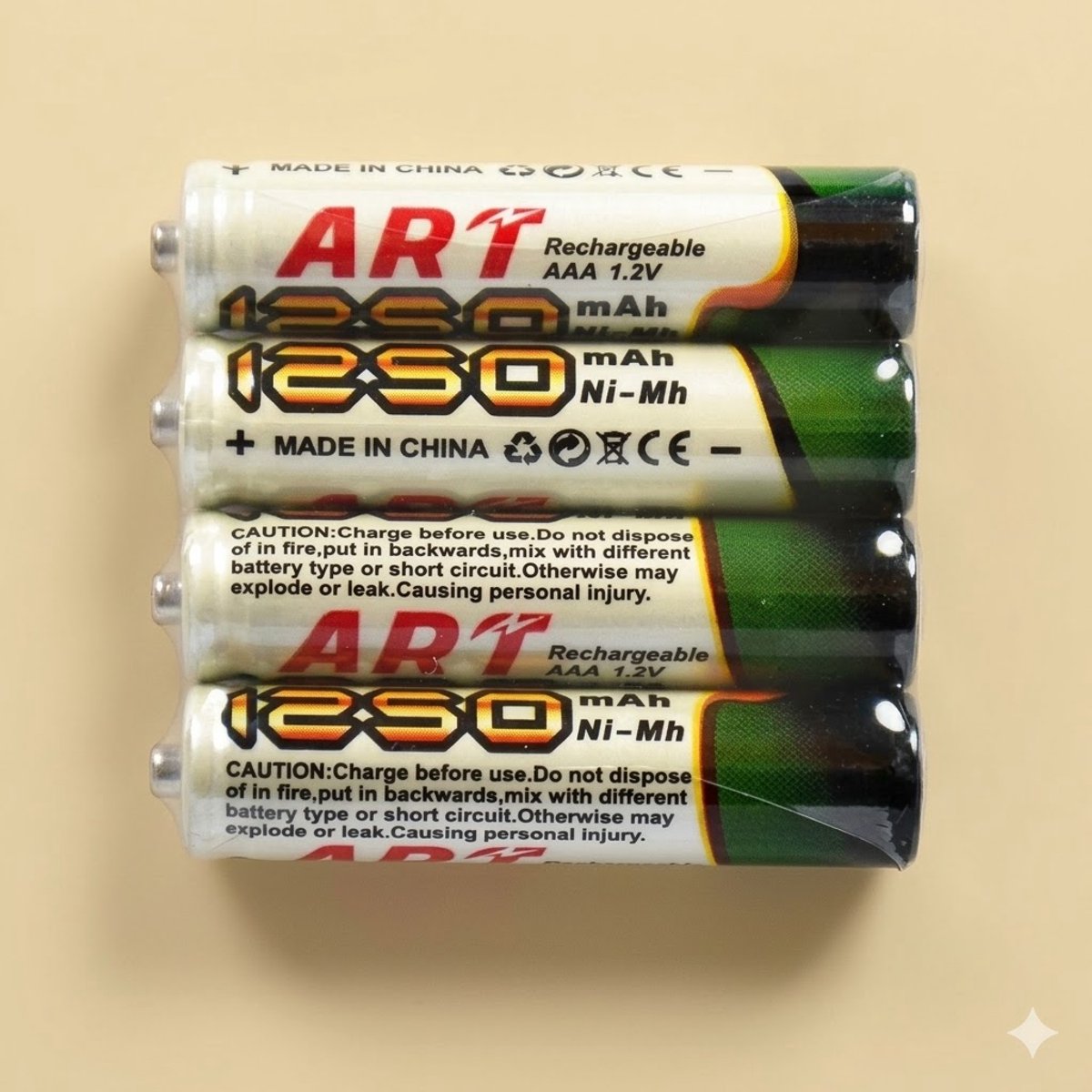 AAA-4 STUKS-OPLAADBARE-BATTERIJEN-RECHARGEABLE-1250 MAH