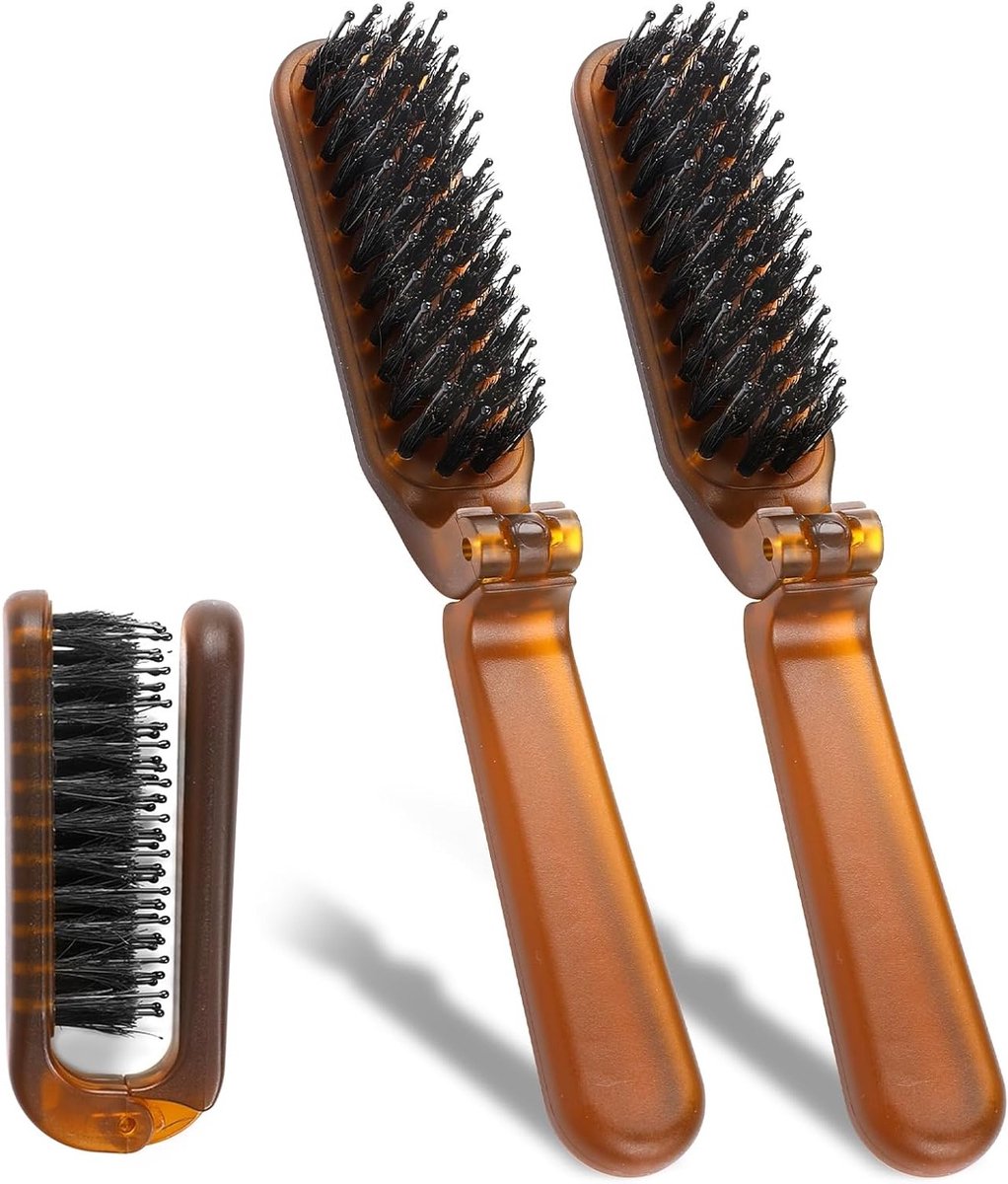 Compacte Vouwborstel voor Haar - 2 Stuks Reiskam voor Glans, Ontwarren en Styling