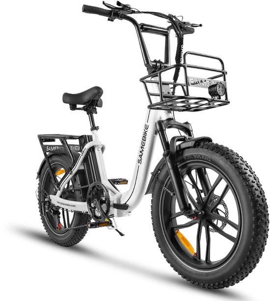 Samebike C05 Pro Elektrische Fatbike 250W Motor 36V 13Ah Uitneembare Accu 20×4 Inch Banden 7 Versnellingen Opvouwbaar LCD Display LED Verlichting Wit