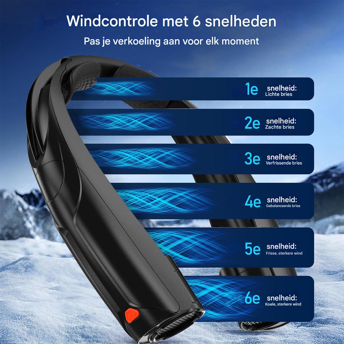 Svintora Draagbare NekVentilator - 6 standen met koeling- 6000 mAh Lange Batterijduur USB Oplaadbaar - Mini Ventilator ideaal Voor Buitensport woon-werkverkeer en Dagelijks Gebruik — afbeelding 2