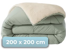 HUSH Living - Wasbaar Dekbed Tweekleurig Design Sage Green/Teddy - 200x200 cm – 300 gsm - inclusief bijpassende kussenslopen