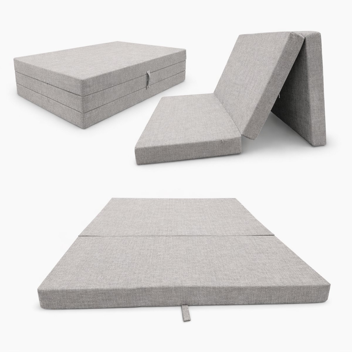 Opvouwbare Slaapmat 2-in-1 180 x 65 x 7 cm – Campingmat met Rugleuning – Ligmat en Stoel voor Strand, Camping en Tuin, grijs