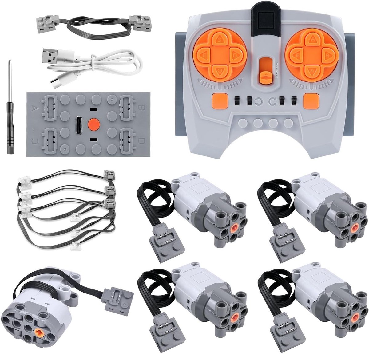 Complete Set van 11 Stuks Elektrische Servomotoren voor Speelgoed, Inclusief Afstandsbediening, Accubox en LED Verlichting, Geschikt voor Diverse Modellen en Bouwprojecten