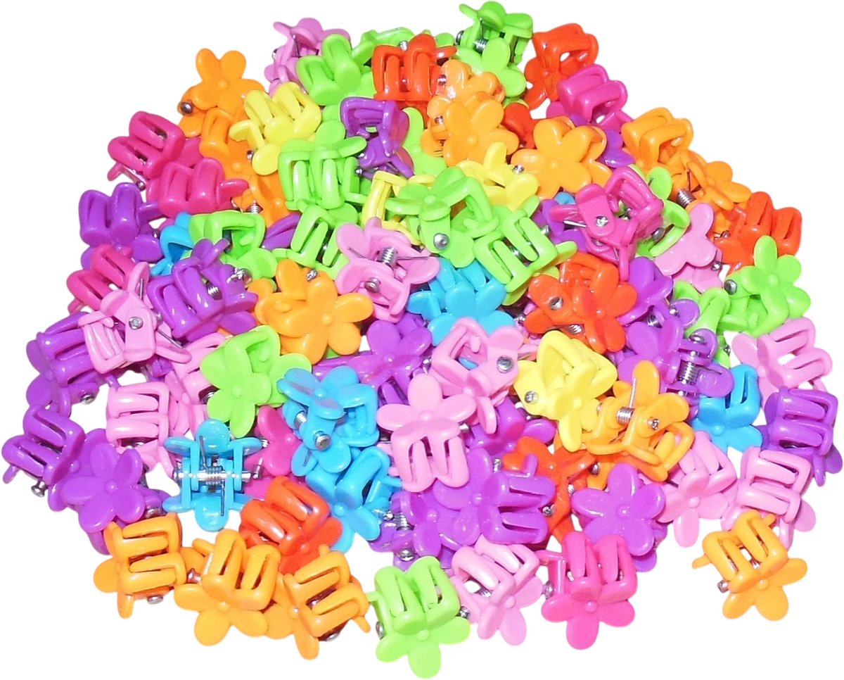 Haarklemmetjes mini bloemetjes felle kleuren set van 35 stuks.