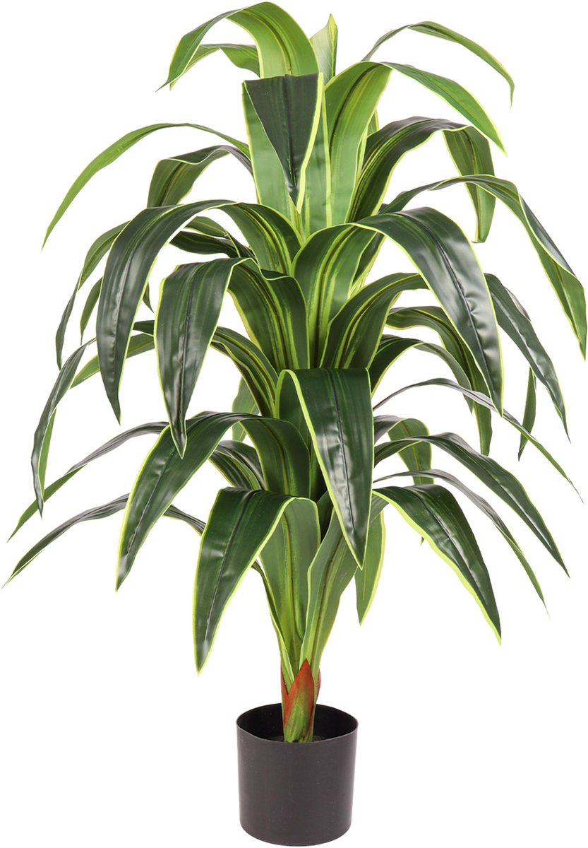 Kunstpalm XL Kunst Dracaena – 120 cm – Volle Groene Kamerplant – In Pot – realistische Dracena kunstplant Donkergroen