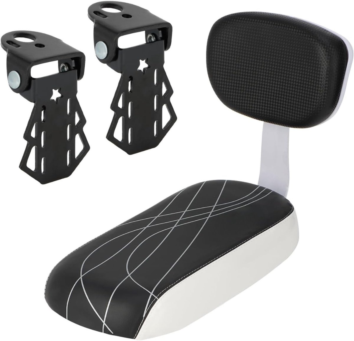 YOR® Fietsstoeltje voorzitje – fietsstoel Met Rugleuning – Fietsstoeltjes Met Pedalen – Fiets Stoel Midden Op Stang – Fietszitje Voor – Geschikt Voor Een Gewicht Minder dan 30 kg - Zwart - 41cm x 23cm x 11cm